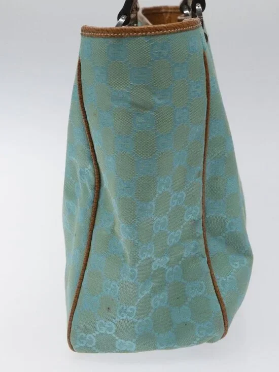 GUCCI GG Canvas Tote Bag Turquoise Blue 113017 Auth 115077 - Picture 5 of 16